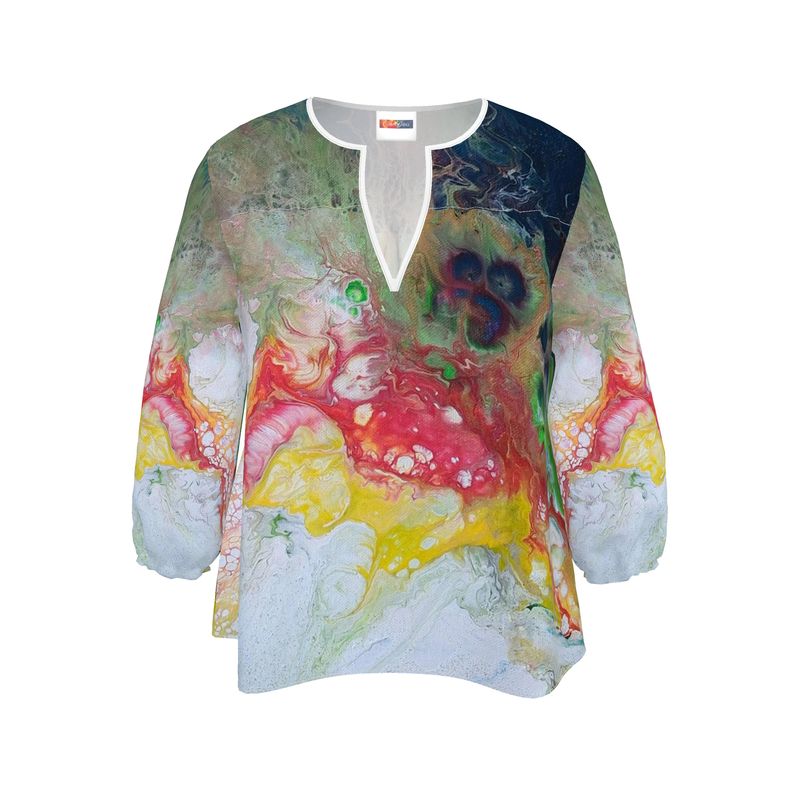Blouse femme artistique Playa – blouse fluide imprimée art abstrait