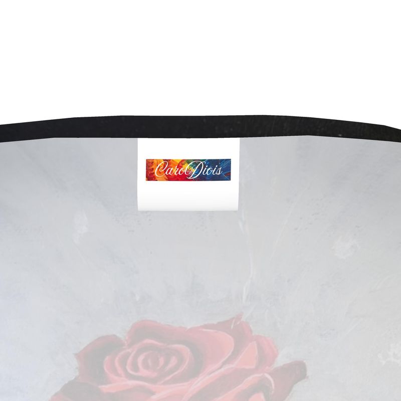 T-shirt femme gris à manches longues – Rose rouge artistique imprimée-CaroDiois