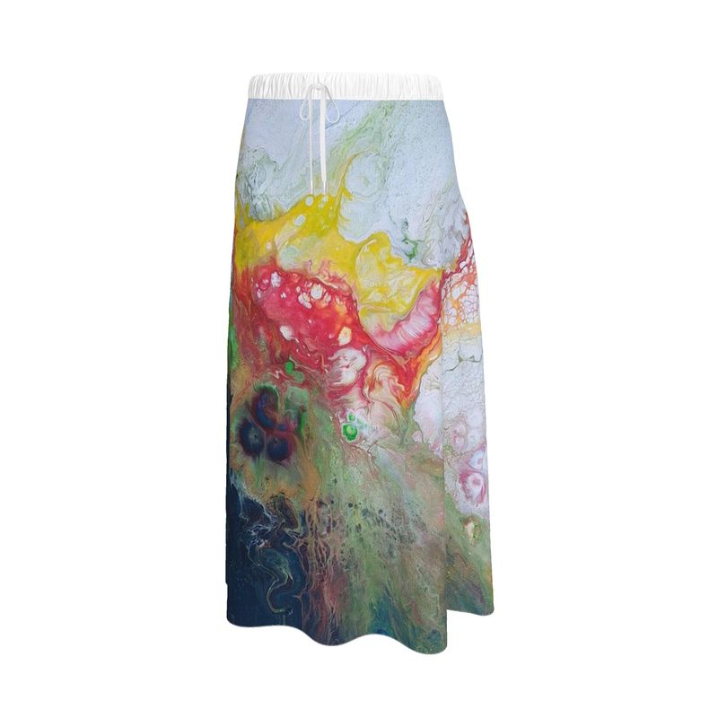 Jupe artistique longue Playa 🌊 – Jupe fluide imprimée, création originale | CaroDiois - Édition limitée