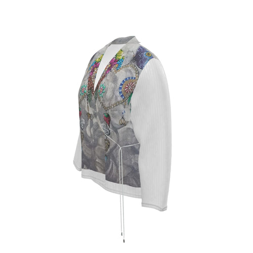 Blazer artistique femme en velours Délicatesse, vue de profil gauche