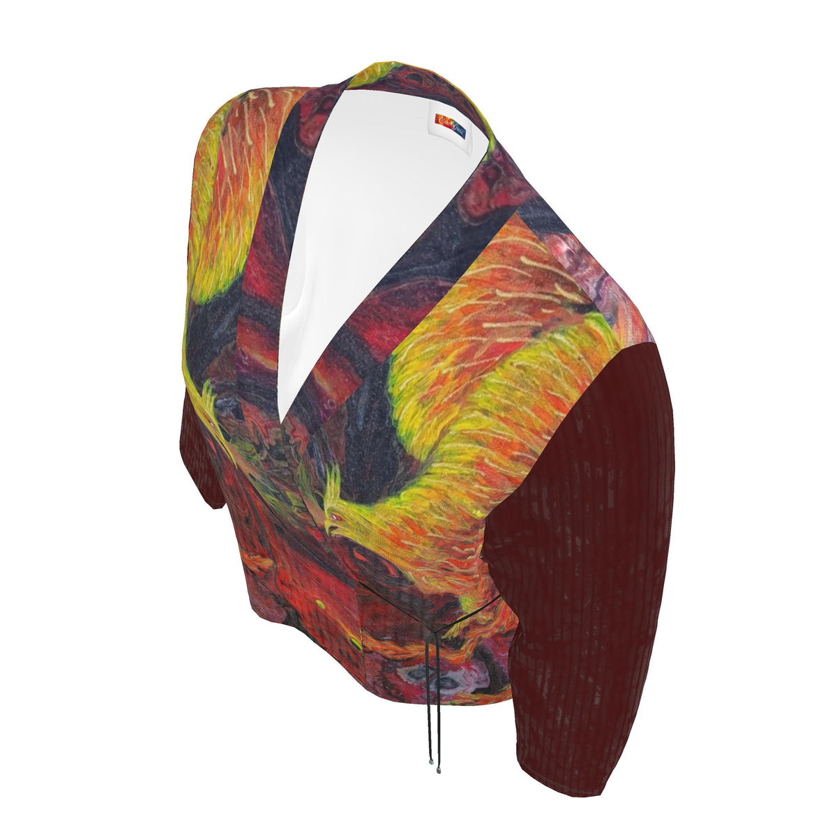 Blazer artistique femme Phoenix, détails du col