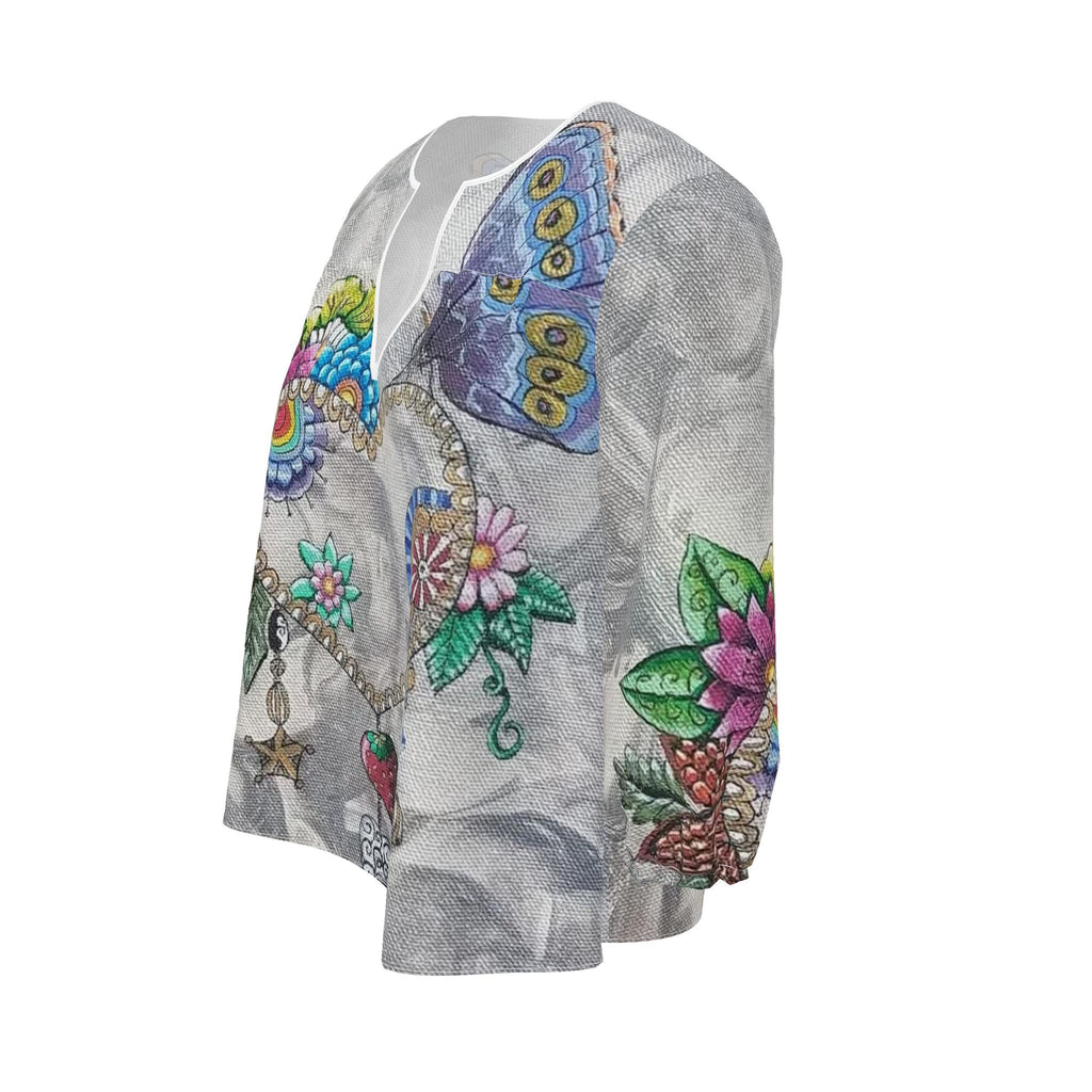 Blouse artistique femme Délicatesse, vue de trois- quarts gauche