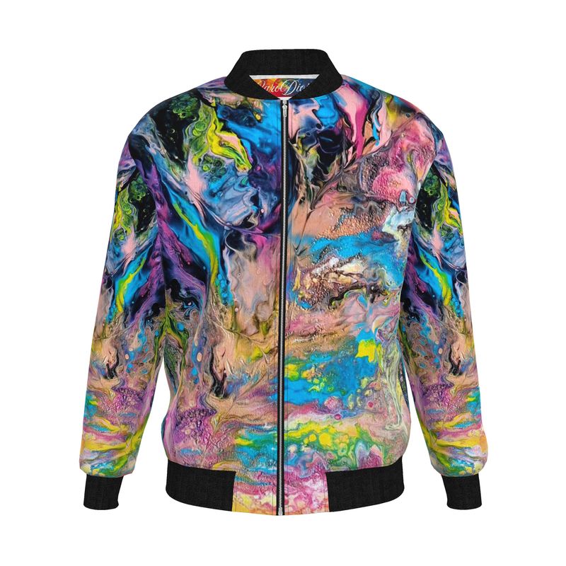 Bomber artistique mixte Plume – Veste édition limitée | CaroDiois