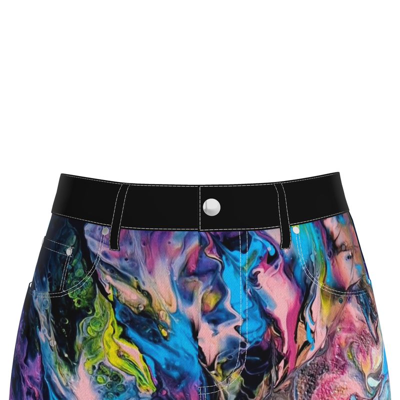 🪶 Jupe midi en jean artistique "Plume" – Création artistique Plume (Édition limitée)