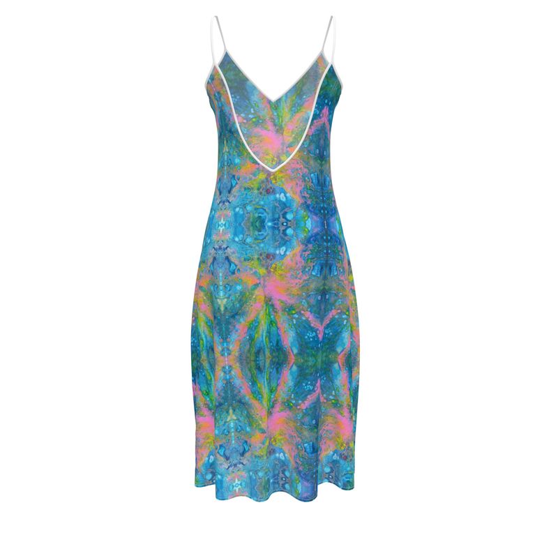 Robe midi sans manches "Cosmos"- création artistique CaroDiois