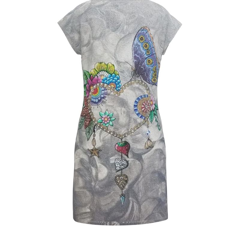 Robe moulante artistique “Délicatesse” – Robe en jersey coton imprimée d’œuvre originale, coupe ajustée