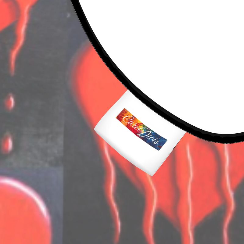 Robe midi sans manches "Coeur Saignant"- Imprimé artistique rouge et n