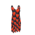 Robe midi sans manches "Coeur Saignant"- Imprimé artistique rouge et n