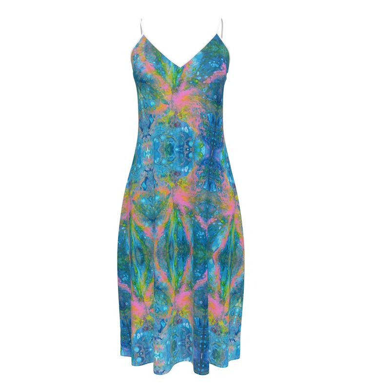 Robe midi sans manches "Cosmos"- création artistique CaroDiois