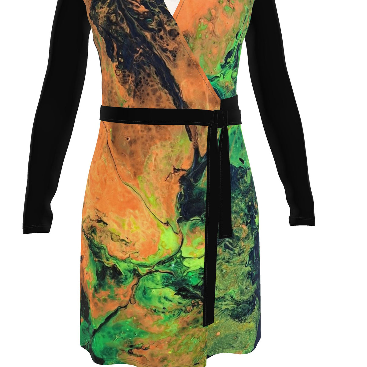 Robe portefeuille artistique femme Hymne à la nature, vue de la ceinture
