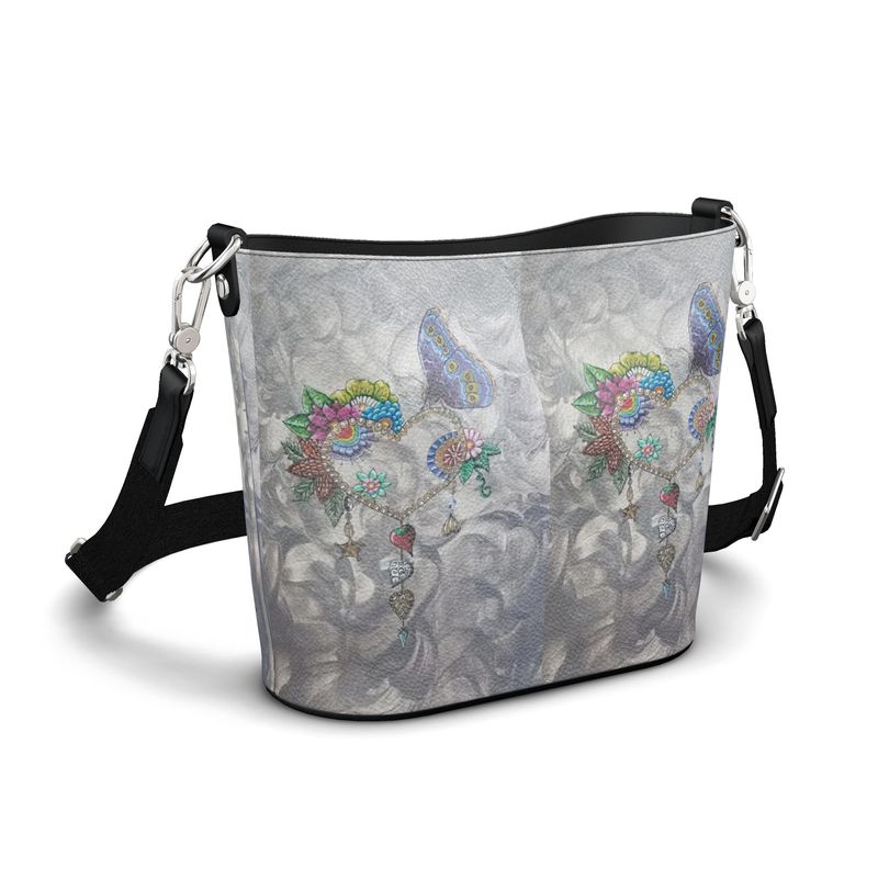 Grand sac fourre-tout en cuir imprimé- Collection Délicatesse